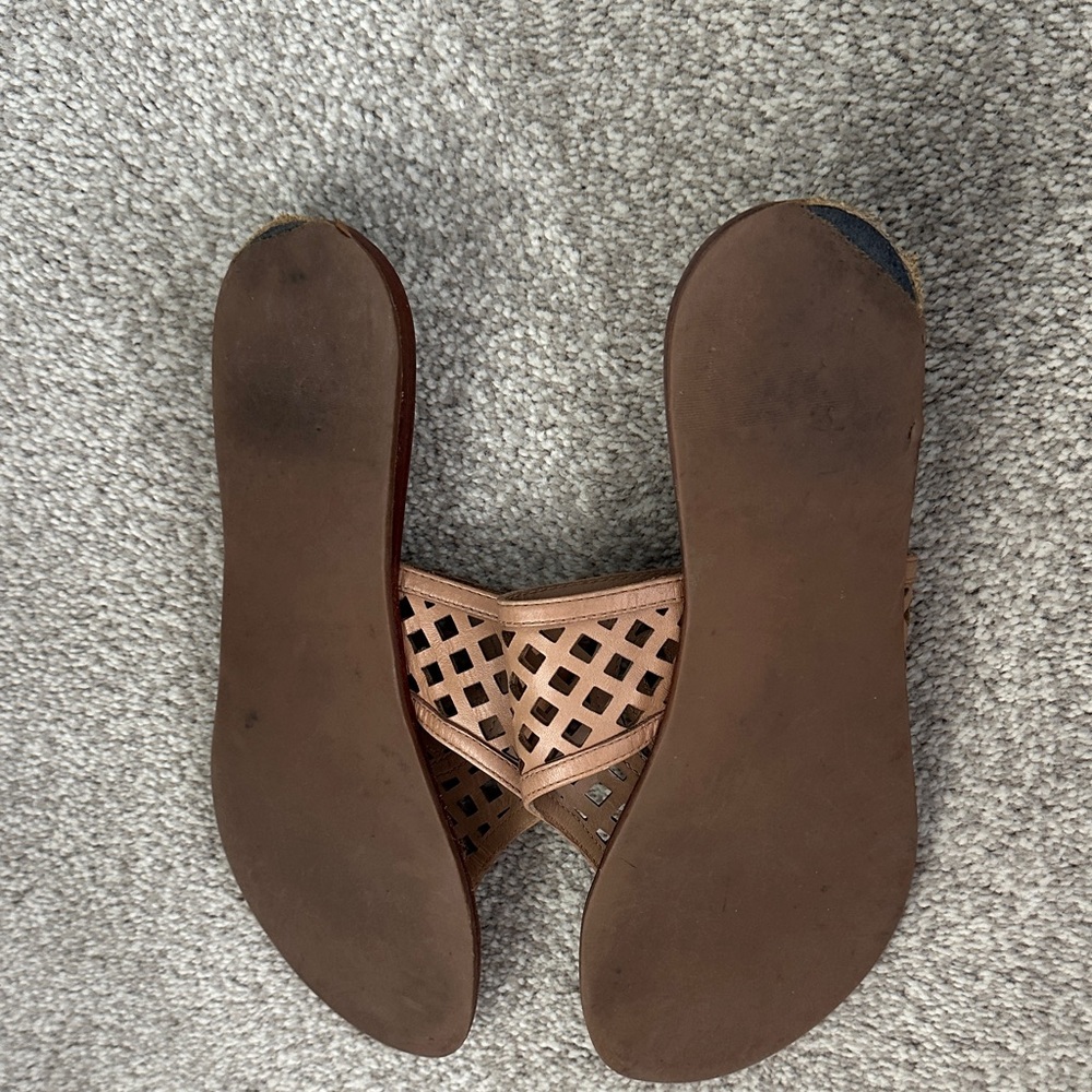 Tory Burch Tan Leather Cutout Miller Slide Sandals - Picture 2 of 2